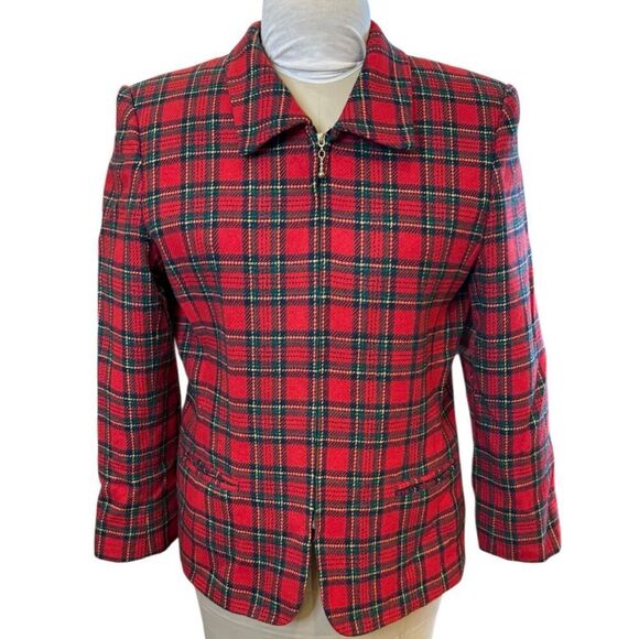 Norton McNaughton Shorts Suit 2 Pcs Blazer/Shorts Red/Green Tartan Sz. 8 Vtg - Picture 2 of 15